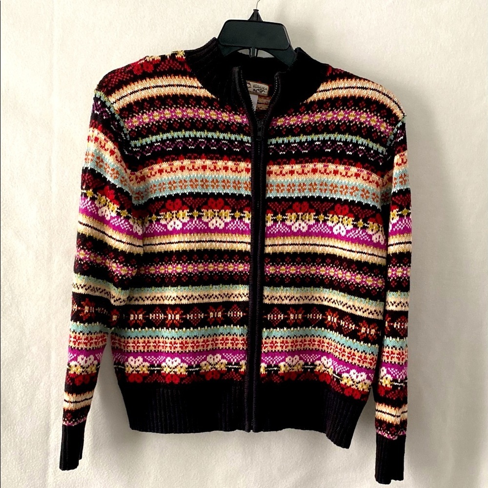 Heirloom Collectibles Size XL Multicolored Zippered Sweater with Shoulder Pads
